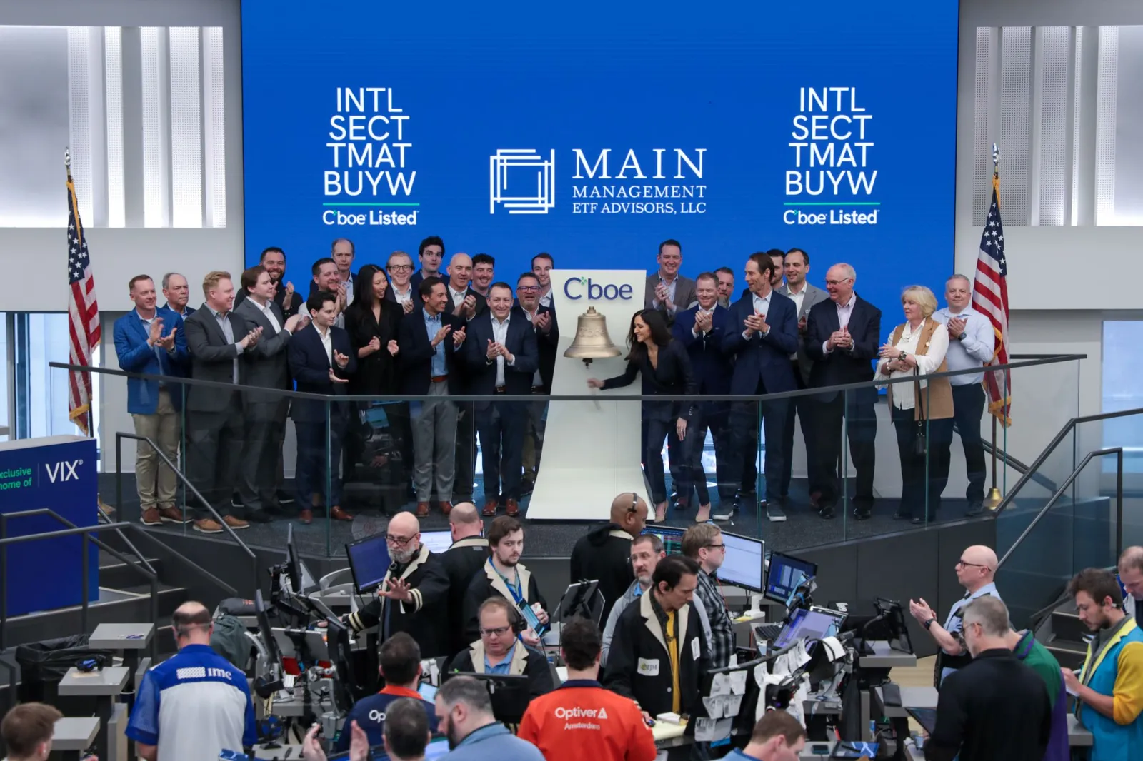 The Main Management team ringing the bell at Cboe