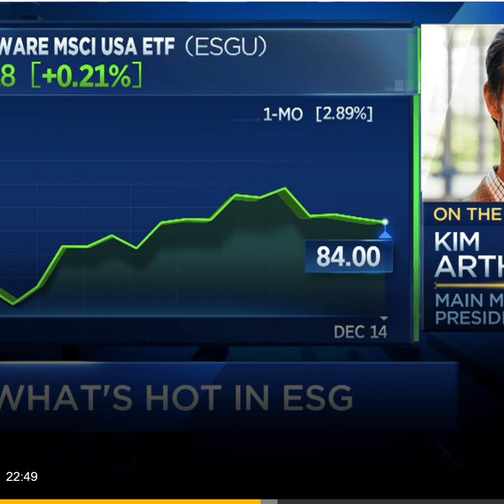 Kim Arthur on CNBC ETF Edge with Bob Pisani – ESG